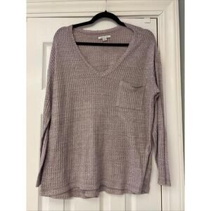 American Eagle Outfitters Soft Knit V Neck Pocket Top Size Large Purple